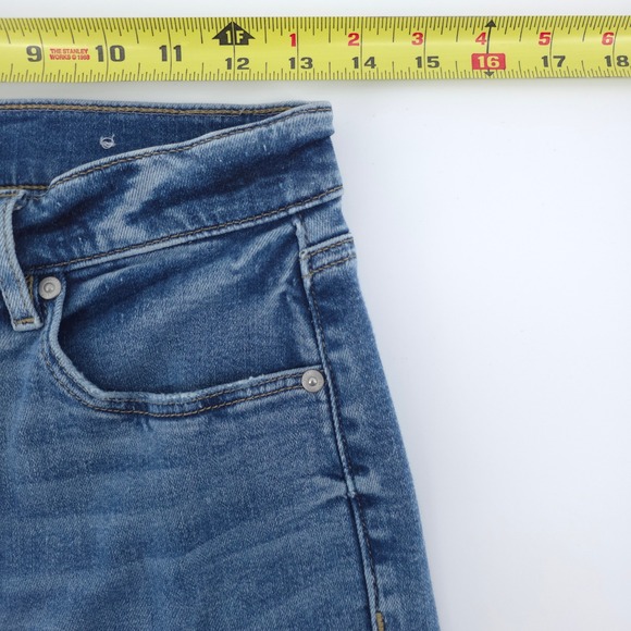 LOFT Women Jeans The Skinny 27/4 Blue Distressed Raw Hem High Rise - Picture 9 of 11